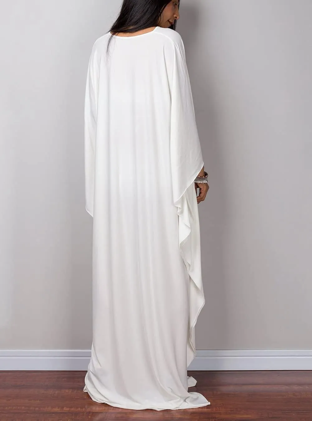 RanRui Caftans for Women Solid Color Chiffon Plus Size Kaftan Dresses Beach Cover Up V Neck Batwing Sleeve Caftans Loungewear
