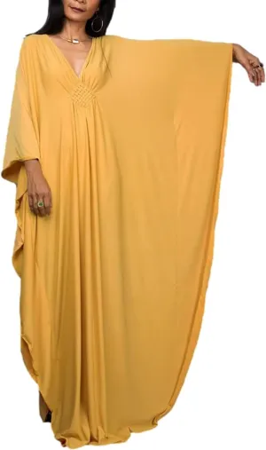RanRui Caftans for Women Solid Color Chiffon Plus Size Kaftan Dresses Beach Cover Up V Neck Batwing Sleeve Caftans Loungewear