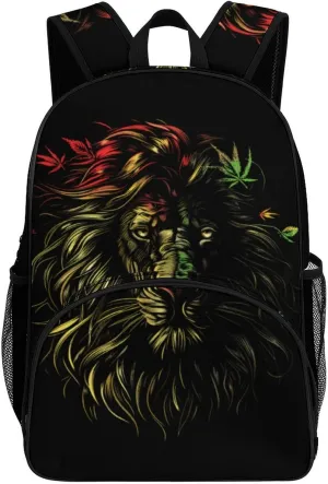 Rasta-Lion Backpack Print Laptop Bag Shoulder Bags Travel Casual Daypacks For Women Men