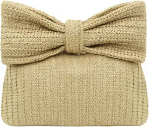 Rattan Clutch Purse for Women,Summer Straw Woven Beach Woven Bag Wicker Raffia Envelope Evening Clutch for Wedding