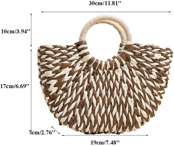 Rattan Tote Bag for Women Ladies Handbags Large Tote Bag Purse Raffia Bag for Holiday Straw Beach Tote for Vacation