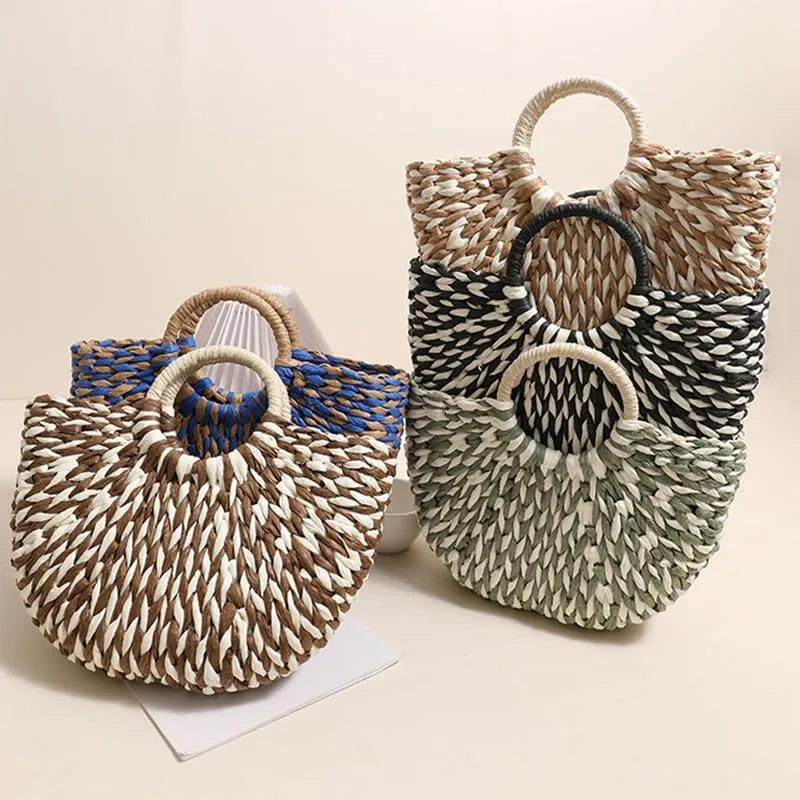 Rattan Tote Bag for Women Ladies Handbags Large Tote Bag Purse Raffia Bag for Holiday Straw Beach Tote for Vacation