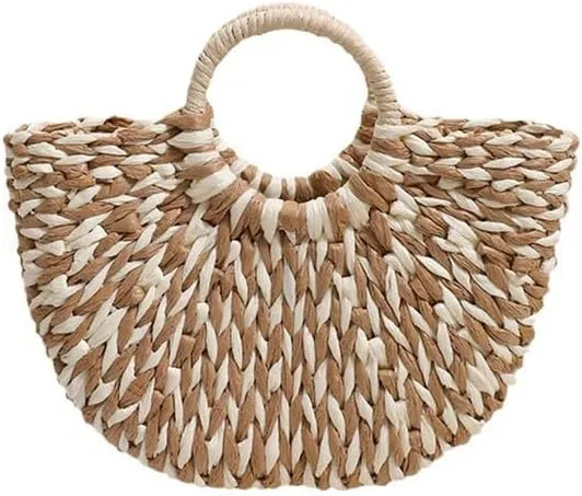Rattan Tote Bag for Women Ladies Handbags Large Tote Bag Purse Raffia Bag for Holiday Straw Beach Tote for Vacation
