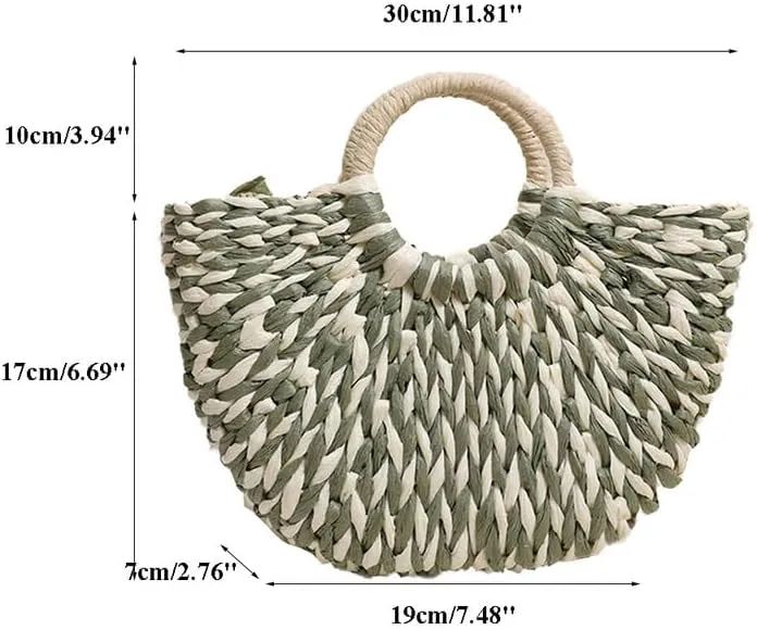 Rattan Tote Bag for Women Ladies Handbags Large Tote Bag Purse Raffia Bag for Holiday Straw Beach Tote for Vacation