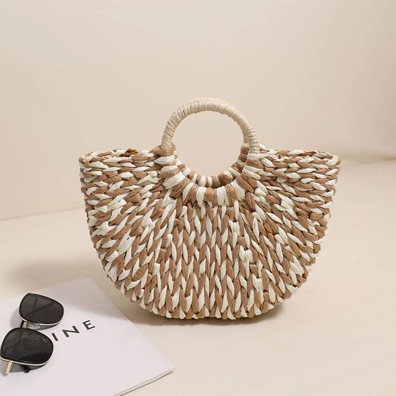 Rattan Tote Bag for Women Ladies Handbags Large Tote Bag Purse Raffia Bag for Holiday Straw Beach Tote for Vacation