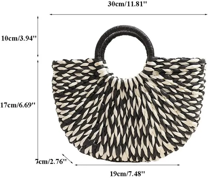 Rattan Tote Bag for Women Ladies Handbags Large Tote Bag Purse Raffia Bag for Holiday Straw Beach Tote for Vacation