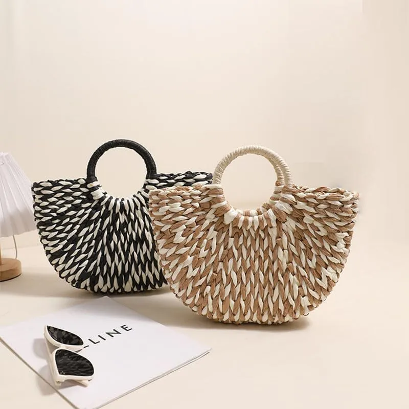 Rattan Tote Bag for Women Ladies Handbags Large Tote Bag Purse Raffia Bag for Holiday Straw Beach Tote for Vacation