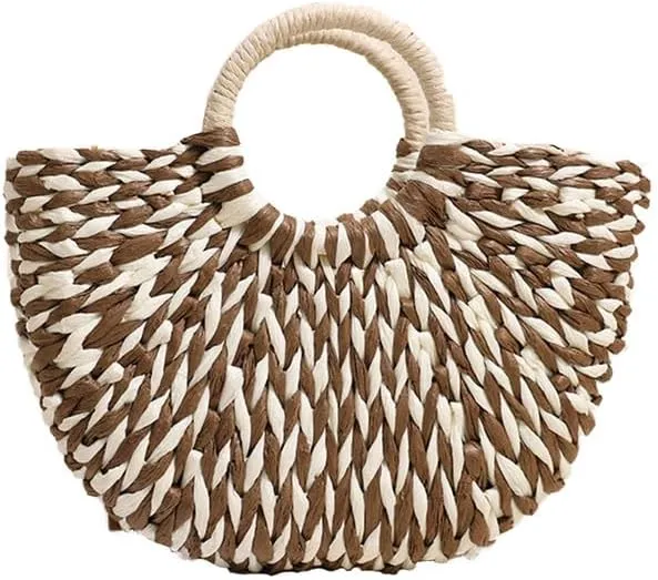 Rattan Tote Bag for Women Ladies Handbags Large Tote Bag Purse Raffia Bag for Holiday Straw Beach Tote for Vacation