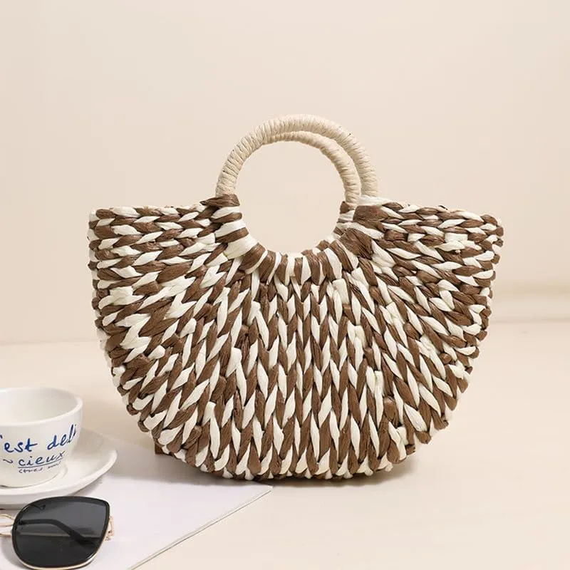 Rattan Tote Bag for Women Ladies Handbags Large Tote Bag Purse Raffia Bag for Holiday Straw Beach Tote for Vacation
