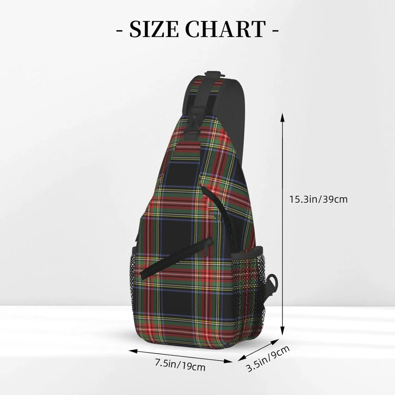 Red Cage Tartan Plaid Scottish Cross Chest Bag Diagonally Hiking Crossbody Bag Travel Shoulder Daypack Lightweight Sling Backpack Cycling Daypacks Fitness Chest Backpacks