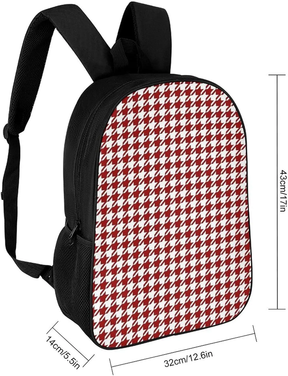 Red Houndstooth Backpack Lightweight Waterproof Backpacks Laptop Backpack for Unisex Casual Travel Daypacks Large Capacity