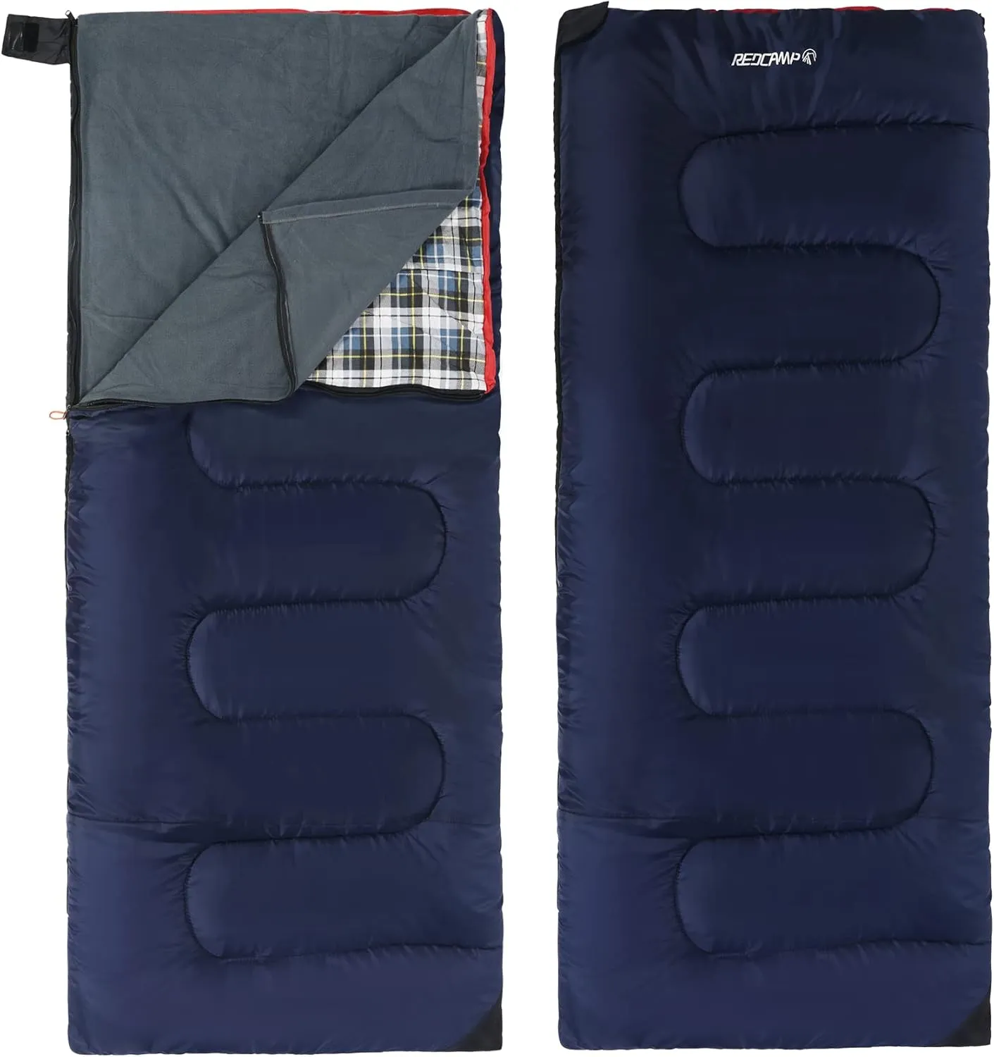 REDCAMP Cotton Flannel Sleeping Bag for Camping Backpacking, Adults Cold Weather Envelope Sleeping Bags with 2/3/4lbs Filling