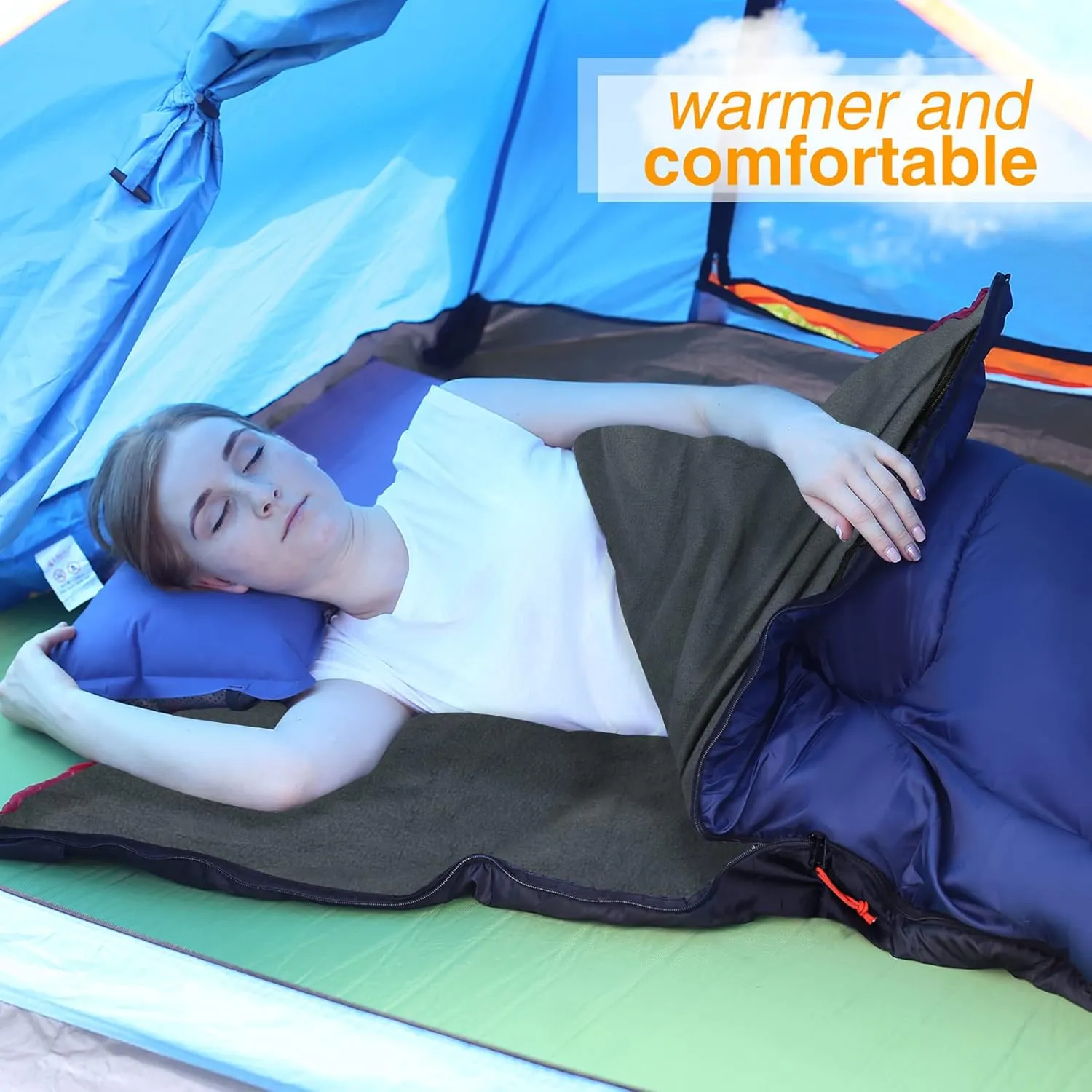 REDCAMP Cotton Flannel Sleeping Bag for Camping Backpacking, Adults Cold Weather Envelope Sleeping Bags with 2/3/4lbs Filling