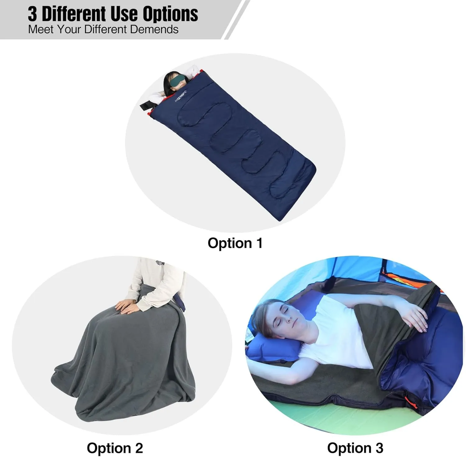 REDCAMP Cotton Flannel Sleeping Bag for Camping Backpacking, Adults Cold Weather Envelope Sleeping Bags with 2/3/4lbs Filling