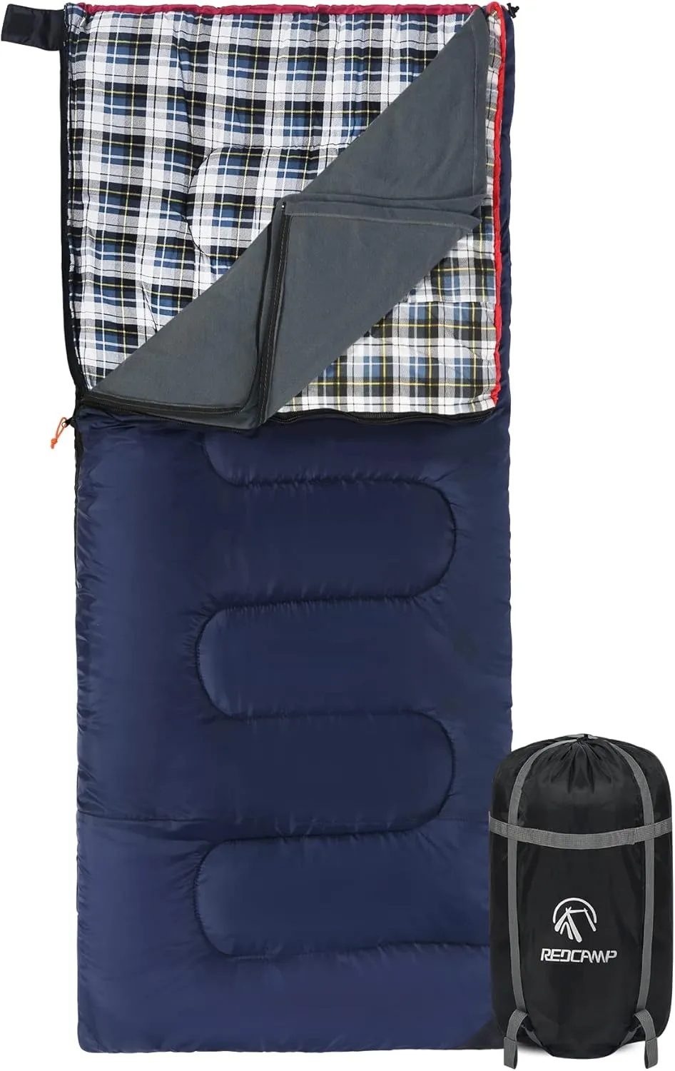 REDCAMP Cotton Flannel Sleeping Bag for Camping Backpacking, Adults Cold Weather Envelope Sleeping Bags with 2/3/4lbs Filling