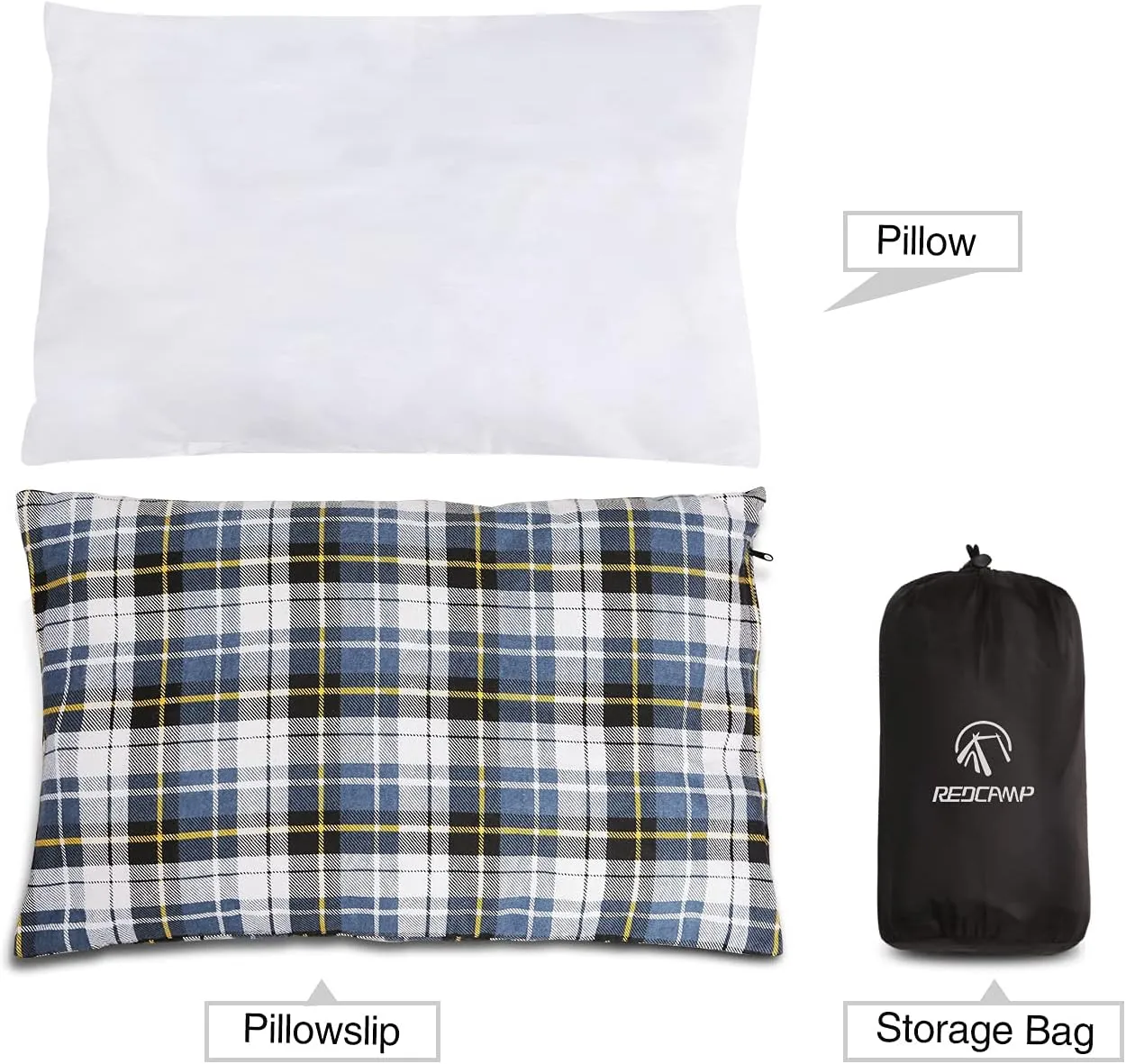 REDCAMP rc16031 Outdoor Camping Pillow Lightweight, 1 Count (Pack of 1), Blue and Grey