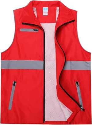 Reflective Clothing Reflective Vest Worker Breathable Vest Riding Protective Safety Clothing Sanitation Traffic Construction Clothes Jacket Reflecting Suit(XL Size)