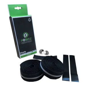 Reflective Road Bike Handlebar Tape Black Cork with 5mm Silver Reflex Strip