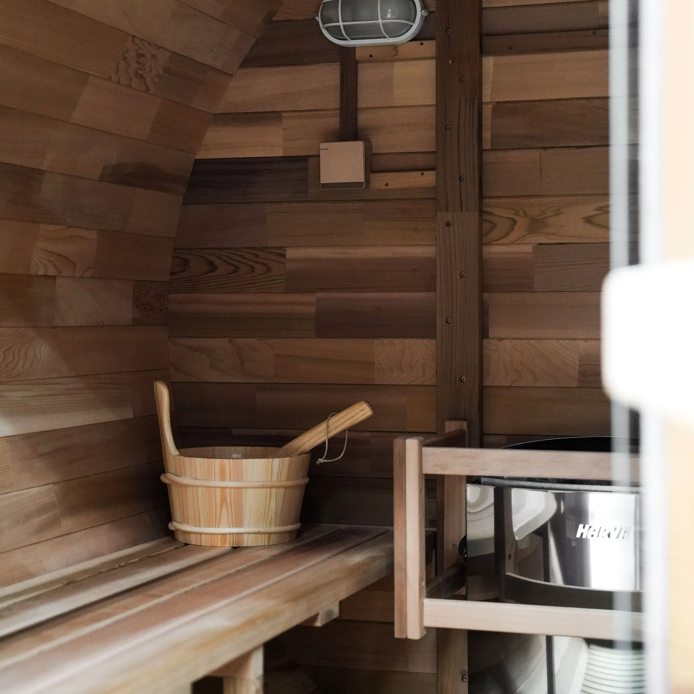 Rejuvenex - Outdoor Cedar Barrel Sauna with Porch