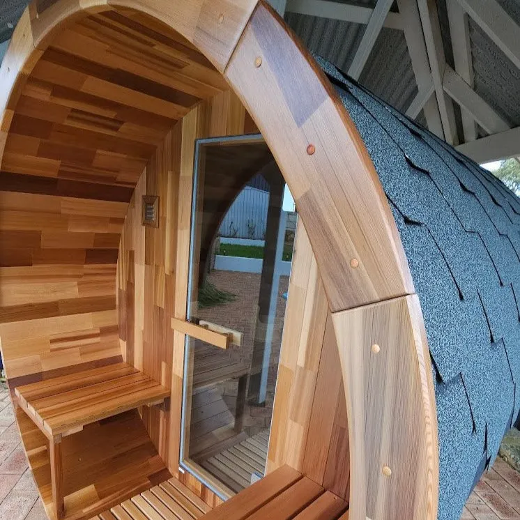 Rejuvenex - Outdoor Cedar Barrel Sauna with Porch