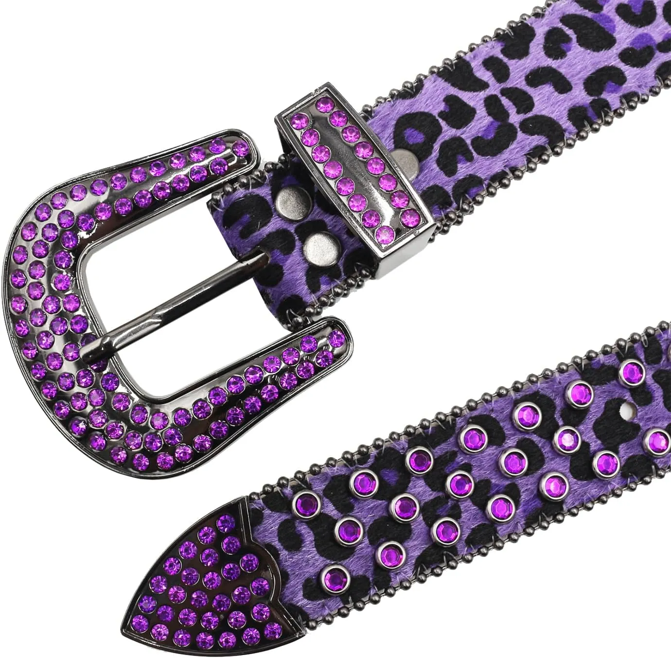 Rhinestone Belt Leopard Print Bling Belts For Women Luxury BB Y2K Cowgirl Belts for Jeans, Festival Gifts Belt