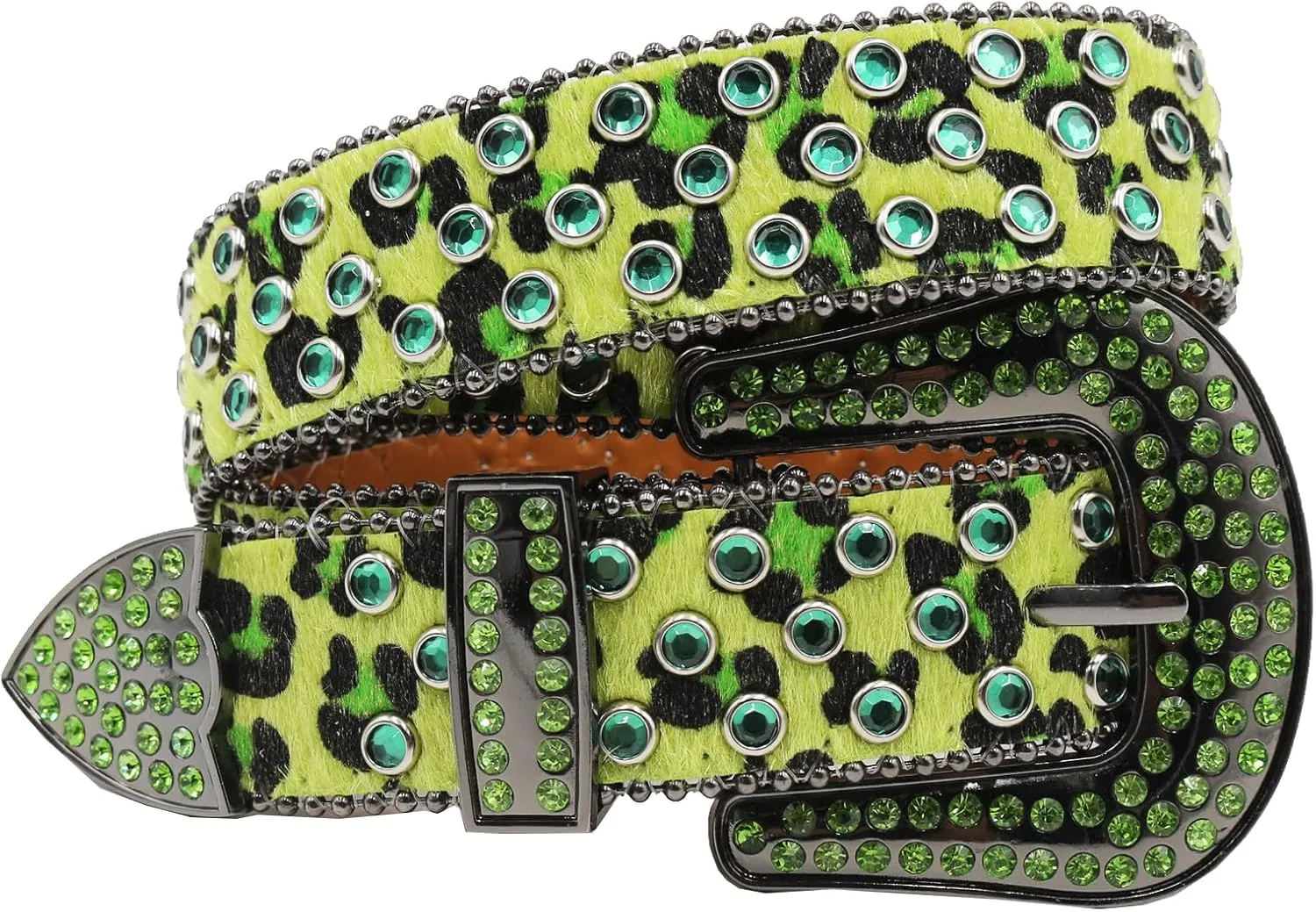 Rhinestone Belt Leopard Print Bling Belts For Women Luxury BB Y2K Cowgirl Belts for Jeans, Festival Gifts Belt