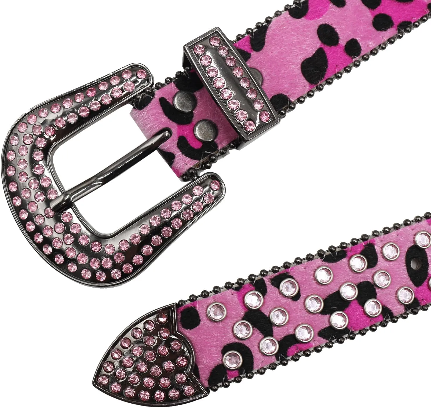 Rhinestone Belt Leopard Print Bling Belts For Women Luxury BB Y2K Cowgirl Belts for Jeans, Festival Gifts Belt
