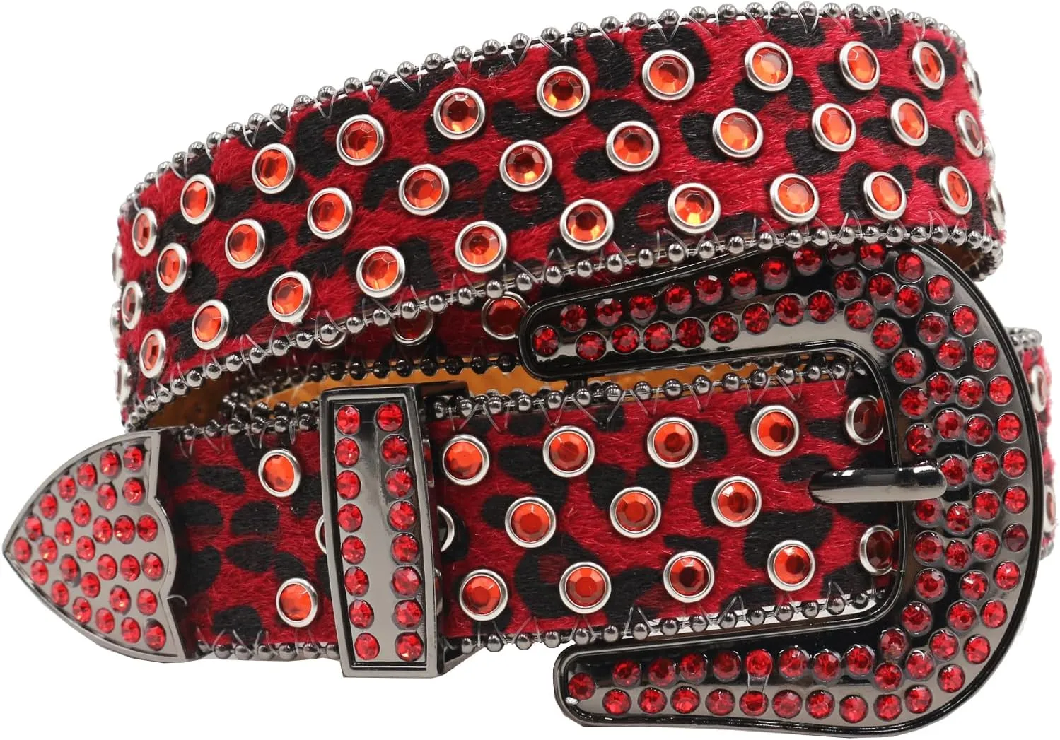 Rhinestone Belt Leopard Print Bling Belts For Women Luxury BB Y2K Cowgirl Belts for Jeans, Festival Gifts Belt