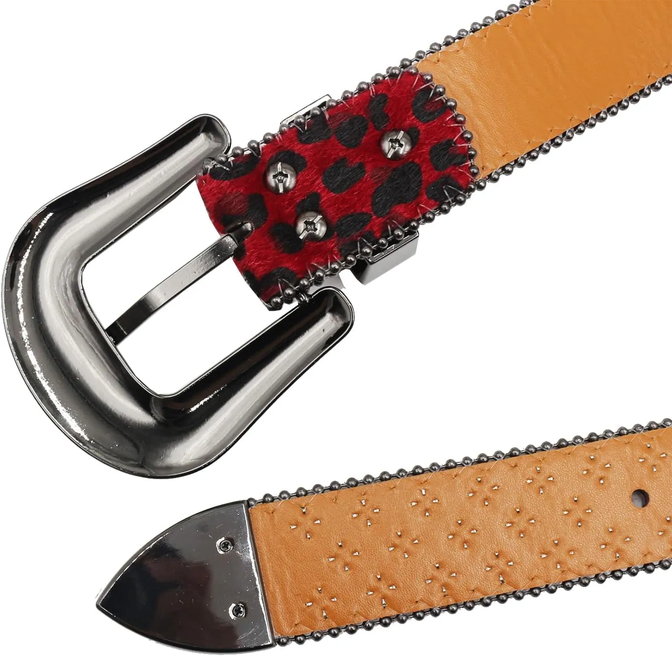 Rhinestone Belt Leopard Print Bling Belts For Women Luxury BB Y2K Cowgirl Belts for Jeans, Festival Gifts Belt