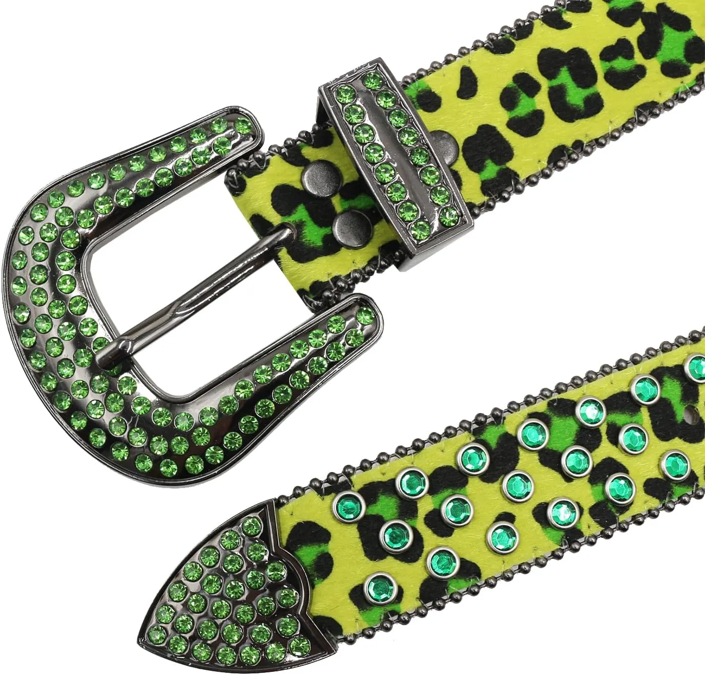 Rhinestone Belt Leopard Print Bling Belts For Women Luxury BB Y2K Cowgirl Belts for Jeans, Festival Gifts Belt