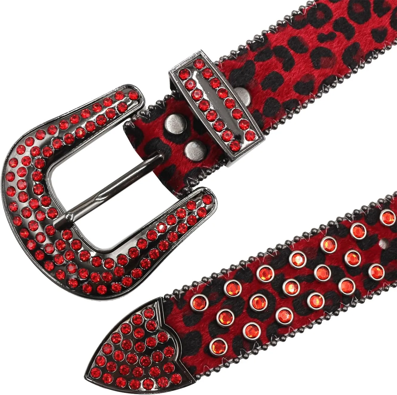 Rhinestone Belt Leopard Print Bling Belts For Women Luxury BB Y2K Cowgirl Belts for Jeans, Festival Gifts Belt