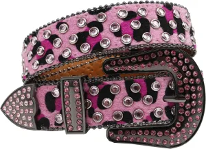 Rhinestone Belt Leopard Print Bling Belts For Women Luxury BB Y2K Cowgirl Belts for Jeans, Festival Gifts Belt