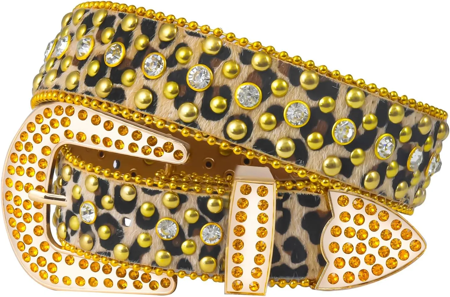 Rhinestone Belt Leopard Print Bling Belts For Women Luxury BB Y2K Cowgirl Belts for Jeans, Festival Gifts Belt