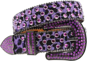 Rhinestone Belt Leopard Print Bling Belts For Women Luxury BB Y2K Cowgirl Belts for Jeans, Festival Gifts Belt