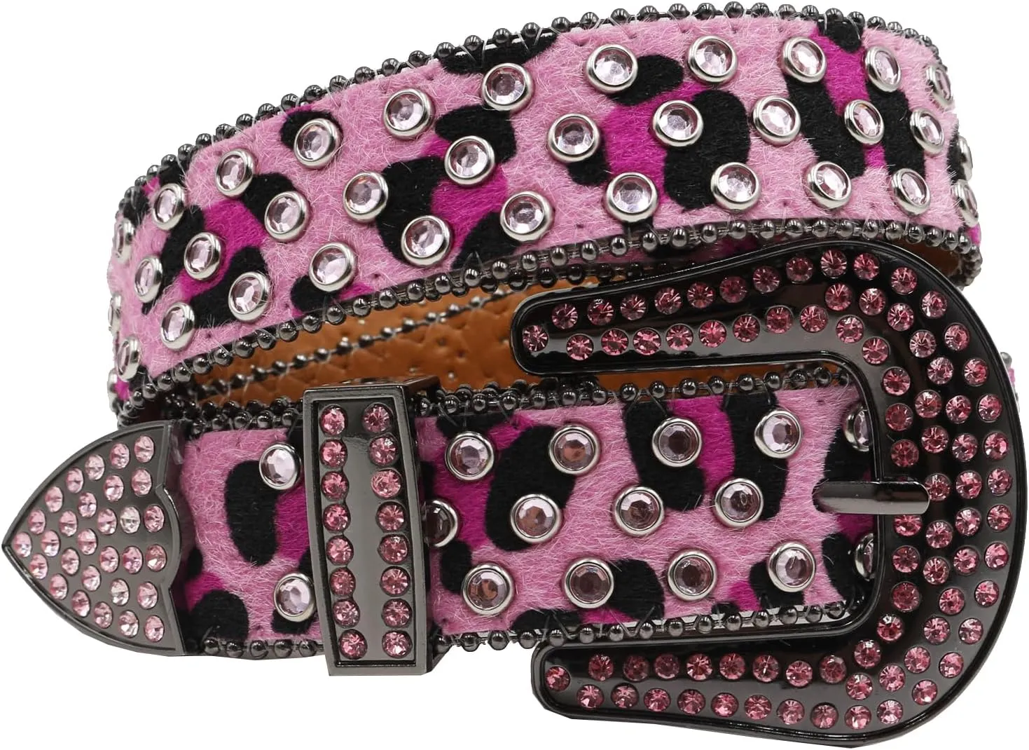 Rhinestone Belt Leopard Print Bling Belts For Women Luxury BB Y2K Cowgirl Belts for Jeans, Festival Gifts Belt