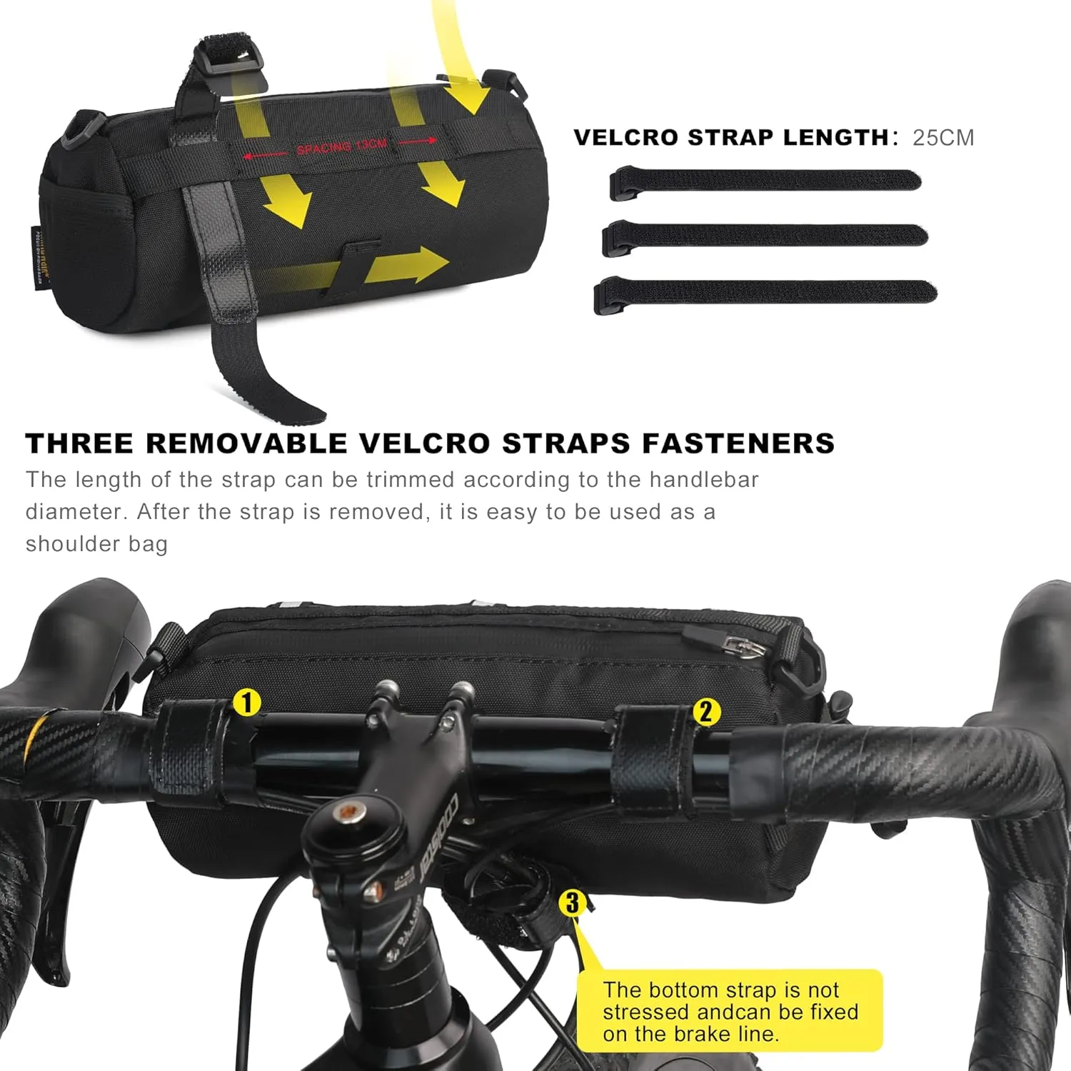 Rhinowalk Bike Handlebar Bag, Bicycle Front Bag Shoulder Bag Storage Bag with Shoulder Strap for Road Mountain Bike Cycling Travel
