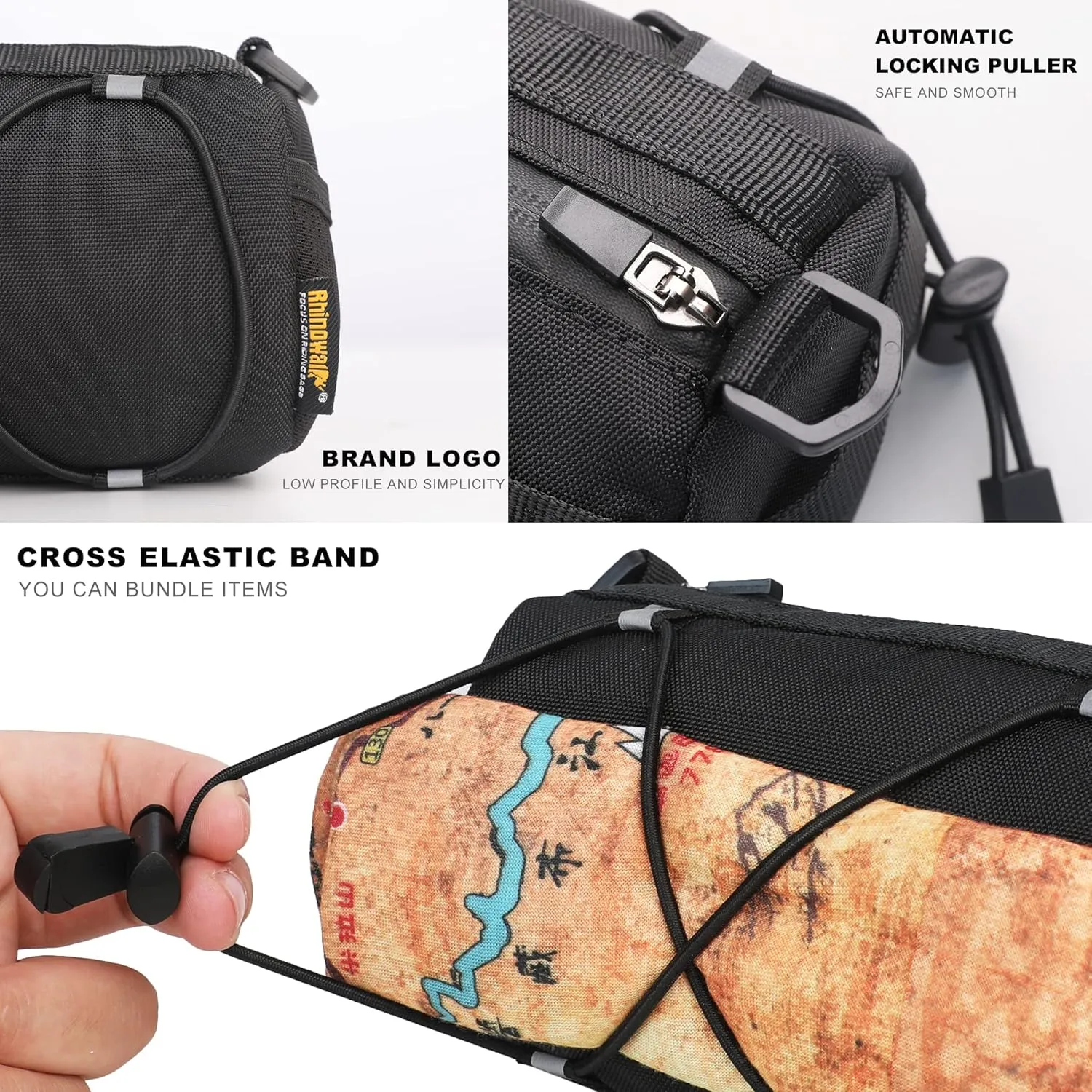 Rhinowalk Bike Handlebar Bag, Bicycle Front Bag Shoulder Bag Storage Bag with Shoulder Strap for Road Mountain Bike Cycling Travel