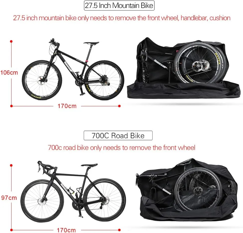 Rhinowalk Folding Bike Carry Bag 20" Thick/ 26" Thin/26 Thick Bicycle Transport Storage Case Bike Travel Bag for Air Travel,Shipping Professional Cycling Accessories