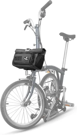Rhinowalk Urban Cycling Front Bag for Brompton, 4L Roll-Top Bike Front Bag with Quick-Release Mount, Convertible Shoulder Bag, Bicycle Storage Bag with Rain Cover(Black)