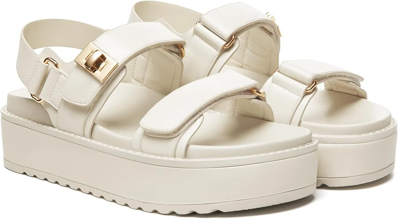 Rihero Women's Comfortable Open Toe Platform Sandals Fashion One Band Summer Dressy Flatform Sandals