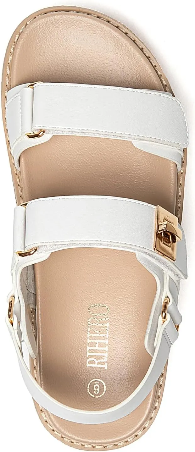 Rihero Women's Comfortable Open Toe Platform Sandals Fashion One Band Summer Dressy Flatform Sandals