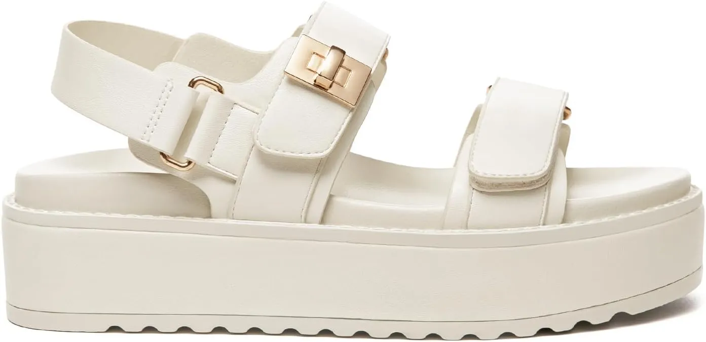 Rihero Women's Comfortable Open Toe Platform Sandals Fashion One Band Summer Dressy Flatform Sandals
