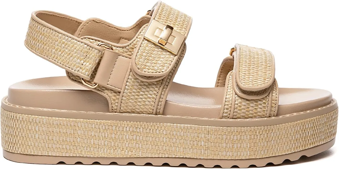 Rihero Women's Comfortable Open Toe Platform Sandals Fashion One Band Summer Dressy Flatform Sandals