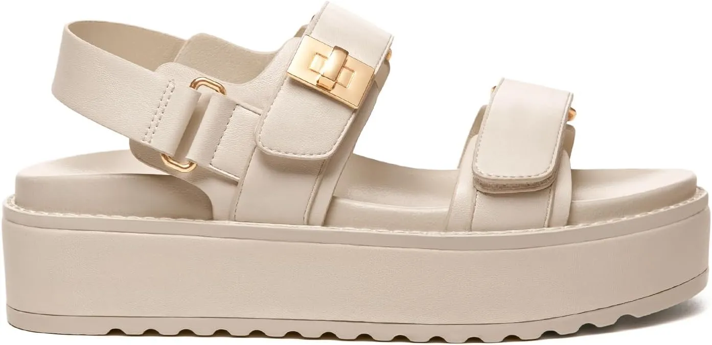 Rihero Women's Comfortable Open Toe Platform Sandals Fashion One Band Summer Dressy Flatform Sandals