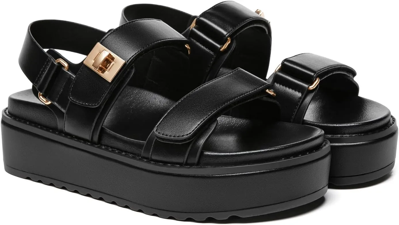 Rihero Women's Comfortable Open Toe Platform Sandals Fashion One Band Summer Dressy Flatform Sandals
