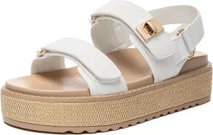 Rihero Women's Comfortable Open Toe Platform Sandals Fashion One Band Summer Dressy Flatform Sandals