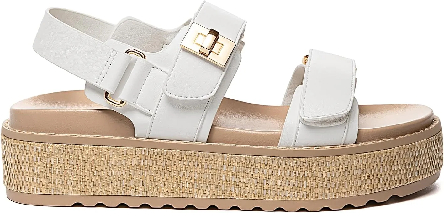 Rihero Women's Comfortable Open Toe Platform Sandals Fashion One Band Summer Dressy Flatform Sandals