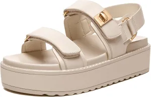 Rihero Women's Comfortable Open Toe Platform Sandals Fashion One Band Summer Dressy Flatform Sandals