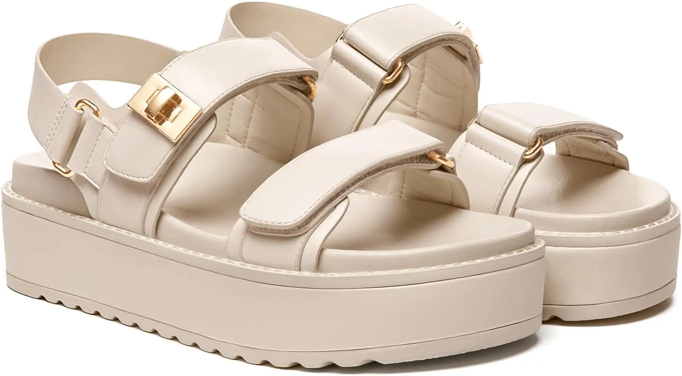 Rihero Women's Comfortable Open Toe Platform Sandals Fashion One Band Summer Dressy Flatform Sandals