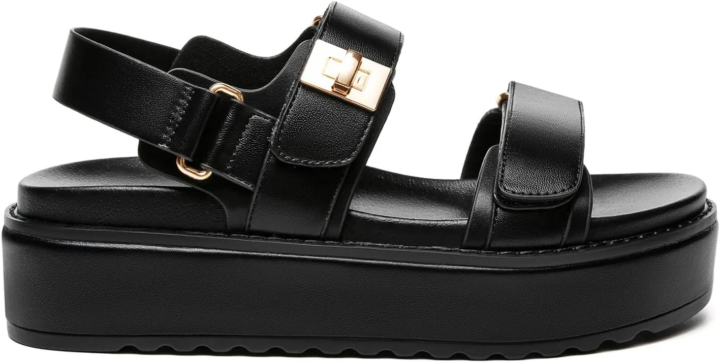 Rihero Women's Comfortable Open Toe Platform Sandals Fashion One Band Summer Dressy Flatform Sandals